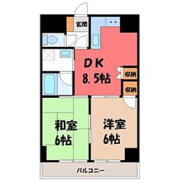 東口ハイツ 2DKの間取図画像