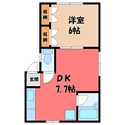 シティシャトレヤナセ1 1DKの間取図画像