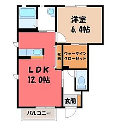 リバティーA 1LDKの間取図画像
