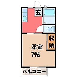 ユーハイツ 1DKの間取図画像