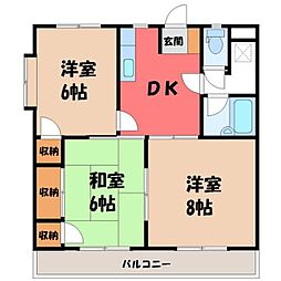 ロワールレジデンス六番館 3DKの間取図画像