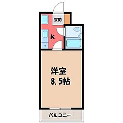 ランドパレス宇都宮平成通り 1Kの間取図画像