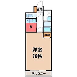 MRR宇都宮 1Kの間取図画像