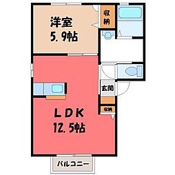 ヴューテラス 1LDKの間取図画像