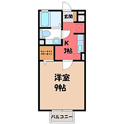ハニーコートA 1Kの間取図画像