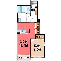 グレイスハイツB 1LDKの間取図画像