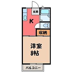 ハイツブルーメ 1DKの間取図画像