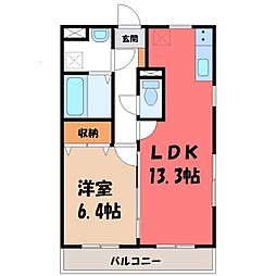大島マンション3 1LDKの間取図画像