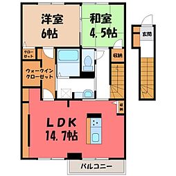 トーラス沃宮 2LDKの間取図画像