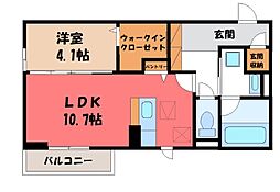 下都賀郡壬生町大字壬生丁アパート 1LDKの間取図画像