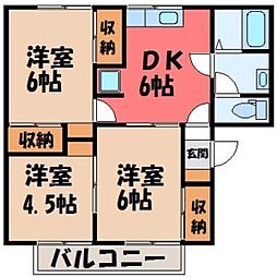 セジュールグリーンD 3DKの間取図画像