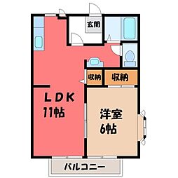 プルミエール今泉2 1LDKの間取図画像