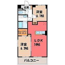 プレッソS.R.W 2LDKの間取図画像