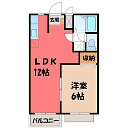 コーポモンシェル 1LDKの間取図画像