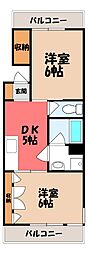 星ケ丘ハイツ 2DKの間取図画像