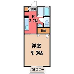 シーズンコートC 1Kの間取図画像