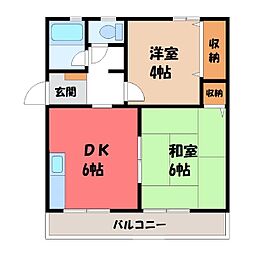ソレーユ大和 2DKの間取図画像