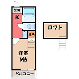 エクセレンス西川田 1Kの間取図画像