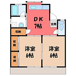 ヤマニハウスB 2DKの間取図画像