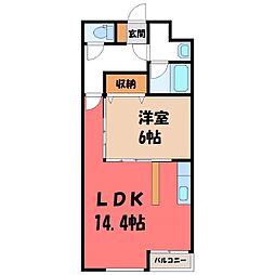 ザ・ミレニアム元今泉 1LDKの間取図画像