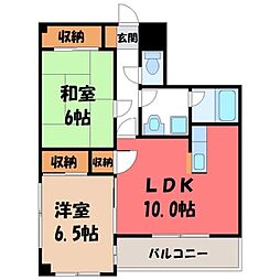 江戸屋ハイツ 2LDKの間取図画像