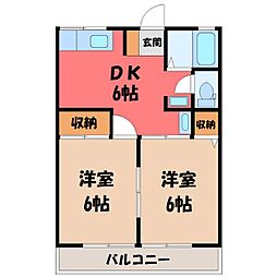 アヴニールB 2DKの間取図画像