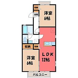 セジュールナカミカワA 2LDKの間取図画像