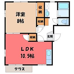 シャーウッド御幸が原B 1LDKの間取図画像
