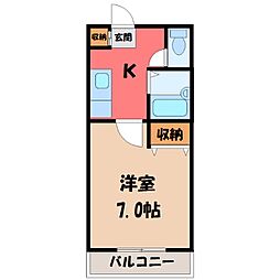 コーポ・フォーレスト清原B棟 1Kの間取図画像