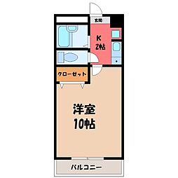 ローズタウン壱番館 1Kの間取図画像