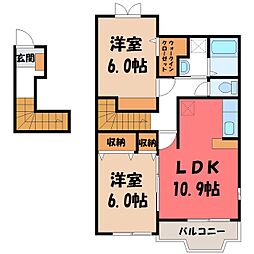 プロムナード3 2LDKの間取図画像
