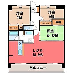 ポレスターセントラルシティ桜 2SLDKの間取図画像