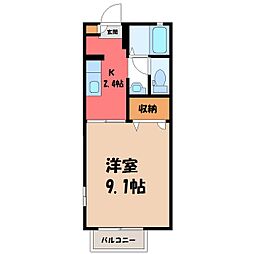 クローバーハウス 1Kの間取図画像