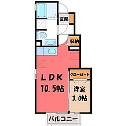 リベルテC 1LDKの間取図画像