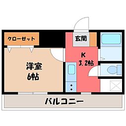 シンフォニックガーデン宇都宮駅西 1Kの間取図画像