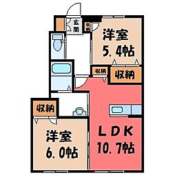 イールドロワ 2LDKの間取図画像