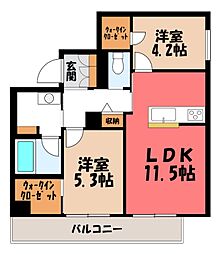 キポス メリッサ 2LDKの間取図画像