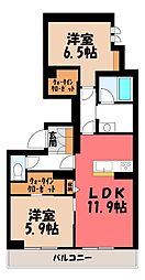 キポス メリッサ 2LDKの間取図画像
