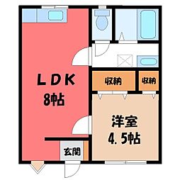 Ku-KanR01 1LDKの間取図画像