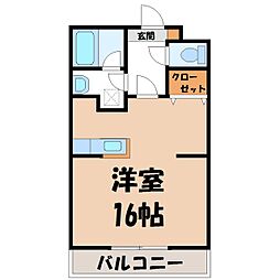 アビタシオンヴォワ・ラクテ ワンルームの間取図画像