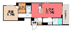 宇都宮市花房2丁目マンション 1LDKの間取図画像