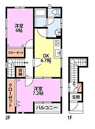 サン・ホワイト2 2DKの間取図画像