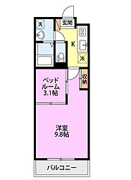 プログレッシブ2 1Kの間取図画像