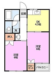ピアータウン 2DKの間取図画像