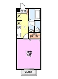 ボヌール 1Kの間取図画像