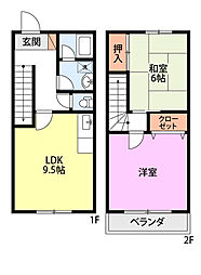 佐藤アパート 2LDKの間取図画像