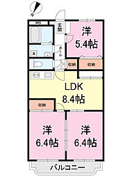 シャルム壱番館 3LDKの間取図画像