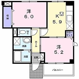 メゾン・ジェルメA 2Kの間取図画像