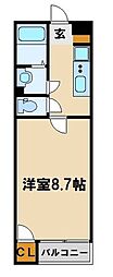 東武東上線 東松山駅 徒歩6分の賃貸アパート 2階1Kの間取り