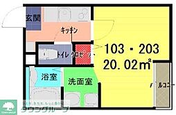 Lino Ageo 203 2階1Kの間取り
